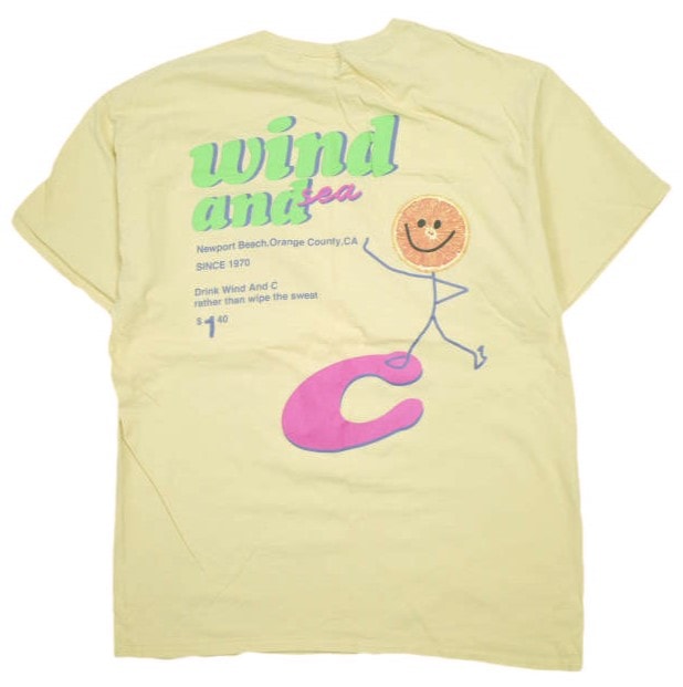 WIND AND SEA x pen public ウィンダンシー ペンパブリック 別注 グラフィックプリントTシャツ L程度 YELLOW BEIGE 半袖 ロゴ 熊谷隆志 トップス g15096