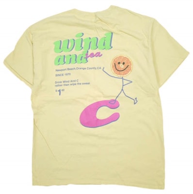 WIND AND SEA x pen public ウィンダンシー ペンパブリック 別注 グラフィックプリントTシャツ L程度 YELLOW BEIGE 半袖 ロゴ 熊谷隆志 トップス g15096