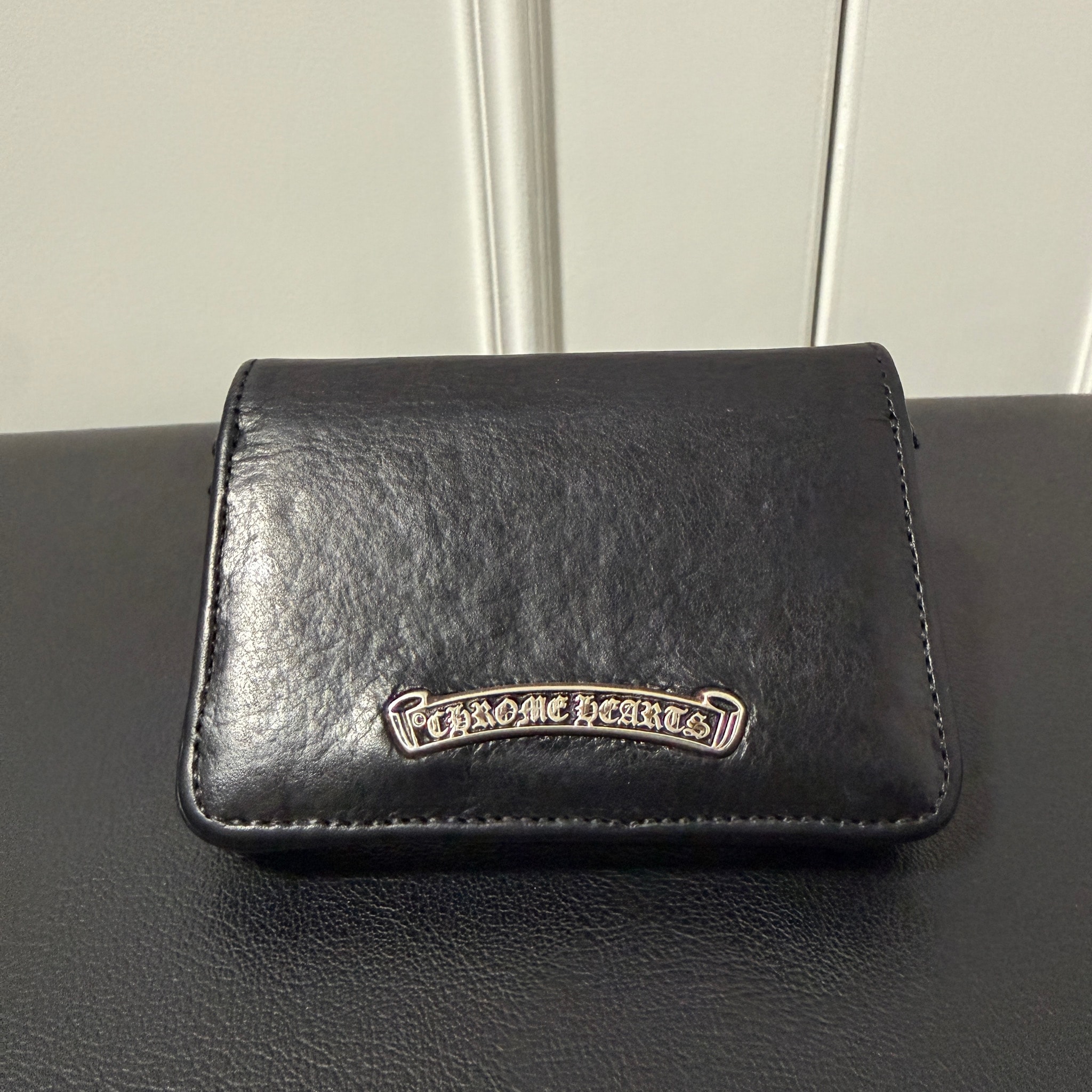 Chrome Hearts Arch Logo Plate 3-Pocket Leather Card Case "Black"