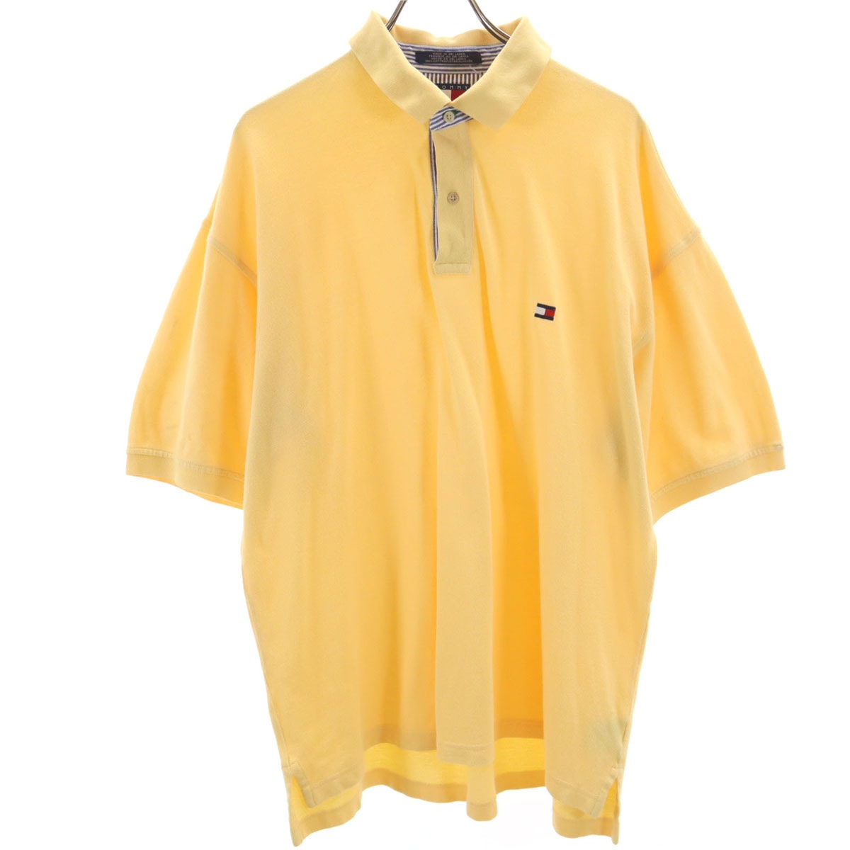 TOMMY HILFIGER トミーヒルフィガー 90s オールド 半袖 ポロシャツ XL イエロー 鹿の子地