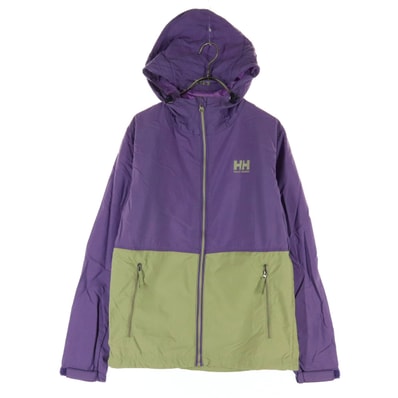 HELLY HANSEN ヘリーハンセン バイカラー ワンポイントロゴ 長袖 ジップ ナイロンジャケット M パープル フーディー