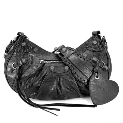 BALENCIAGA バレンシアガ ショルダーバッグ ルカゴールスモール 肩掛け 斜め掛け Le Cagole 671307 レザー ブラック 黒 シルバー金具 レディース 美品【中古品】