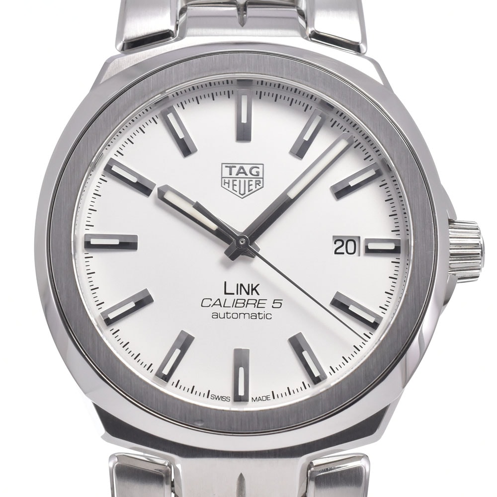 タグホイヤー TAG HEUER WBC2111.BA0603 リンク キャリバー5 裏スケ ホワイト 自動巻き メンズ 美品 腕時計 J#150482