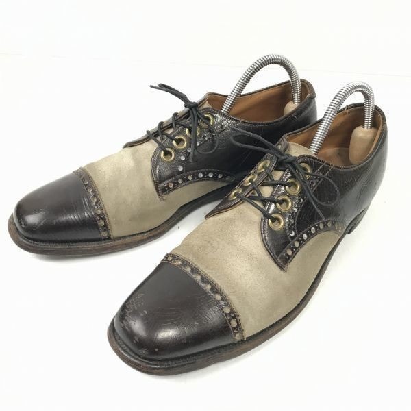 試着交換OK!70sビンテージ★ALDEN/オールデン★スペクテイターシューズ【10AAAA/26.5-27.0/ベージュ&焦げ茶】オーソペディク/FOOT BALANCE◆XWB66-3