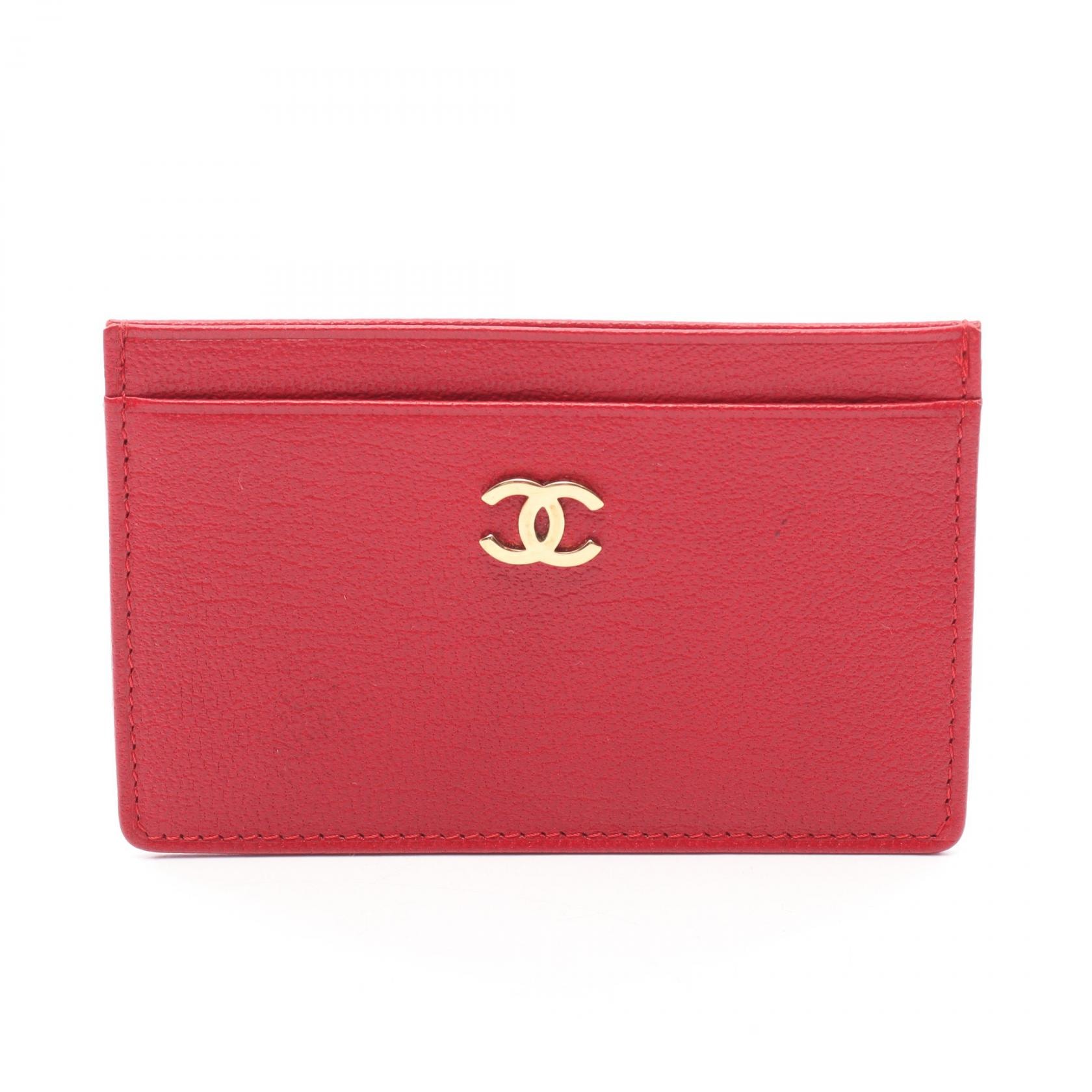 シャネル CHANEL ココマーク カードケース アクセサリー レザー レディース レッド系 【中古】