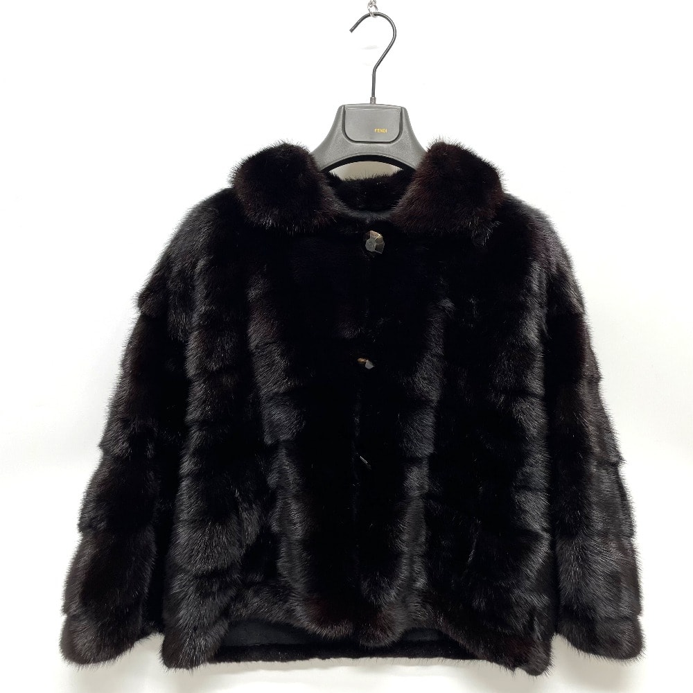 フェンディ FENDI 2021年モデル 毛皮 ショート丈 ボレロ アパレル ファーコート ジャケット ミンク ブラック 美品