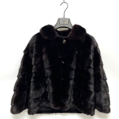 フェンディ FENDI 2021年モデル 毛皮 ショート丈 ボレロ アパレル ファーコート ジャケット ミンク ブラック 美品