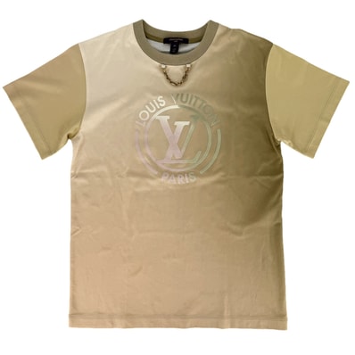 LOUIS VUITTON ルイヴィトン 半袖Tシャツ LVサークル グラディエント トップス アパレル 服 XS ベージュ カーキ コットン メンズ 春 夏 美品【中古品】