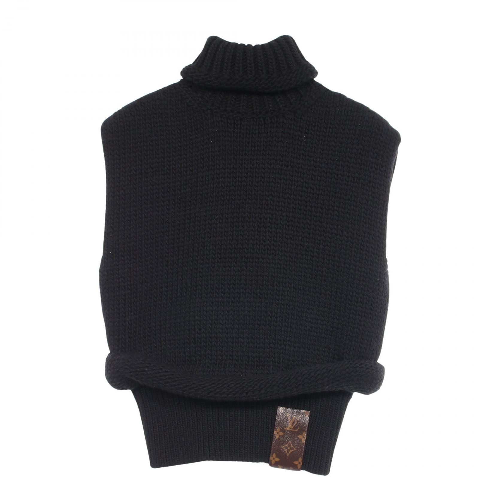 ルイ・ヴィトン LOUIS VUITTON モノグラムパッチ タートルネック ノースリーブ ニット 衣料品 トップス ウール レディース ブラック系 RW242WW MYD FRKW23 【中古】