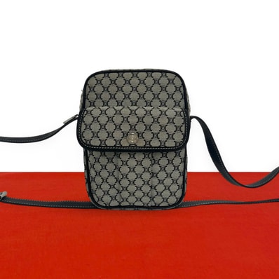 CELINE セリーヌ マカダム ブラゾン トリオンフ 柄 キャンバス レザー ショルダーバッグ グレー
35828