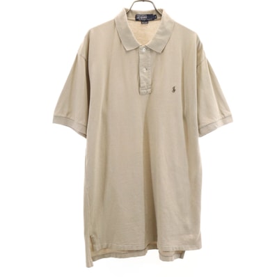 Polo by Ralph Lauren ポロバイラルフローレン 90s USA製 オールド 半袖 ポロシャツ L ベージュ 鹿の子