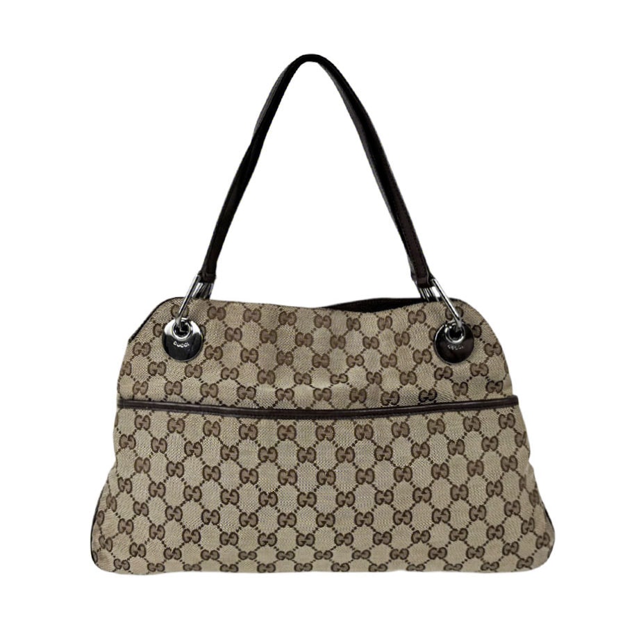 グッチ GUCCI ハンドバッグ GGキャンバス/レザー ブラウン レディース 121023【中古】 z11164