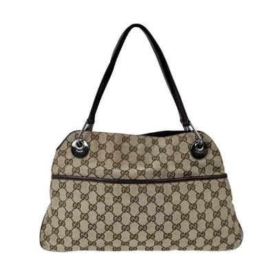 グッチ GUCCI ハンドバッグ GGキャンバス/レザー ブラウン レディース 121023【中古】 z11164