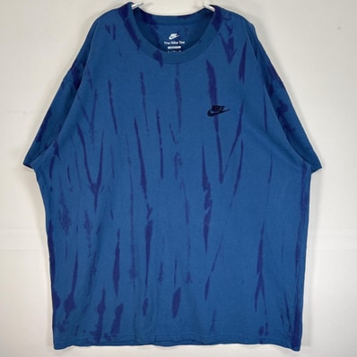古着 ナイキ NIKE 半袖Tシャツ ロゴ 刺繍 大きいサイズ 厚手 クルーネック XL ブルー系 タイダイ メンズ