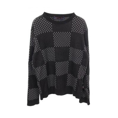 ルイ・ヴィトン LOUIS VUITTON ディストーテッド ダミエ クルーネック ニット 衣料品 トップス コットン グレー メンズ ブラック系 / グレー系 RM211M ZLV HKN16W 【中古】