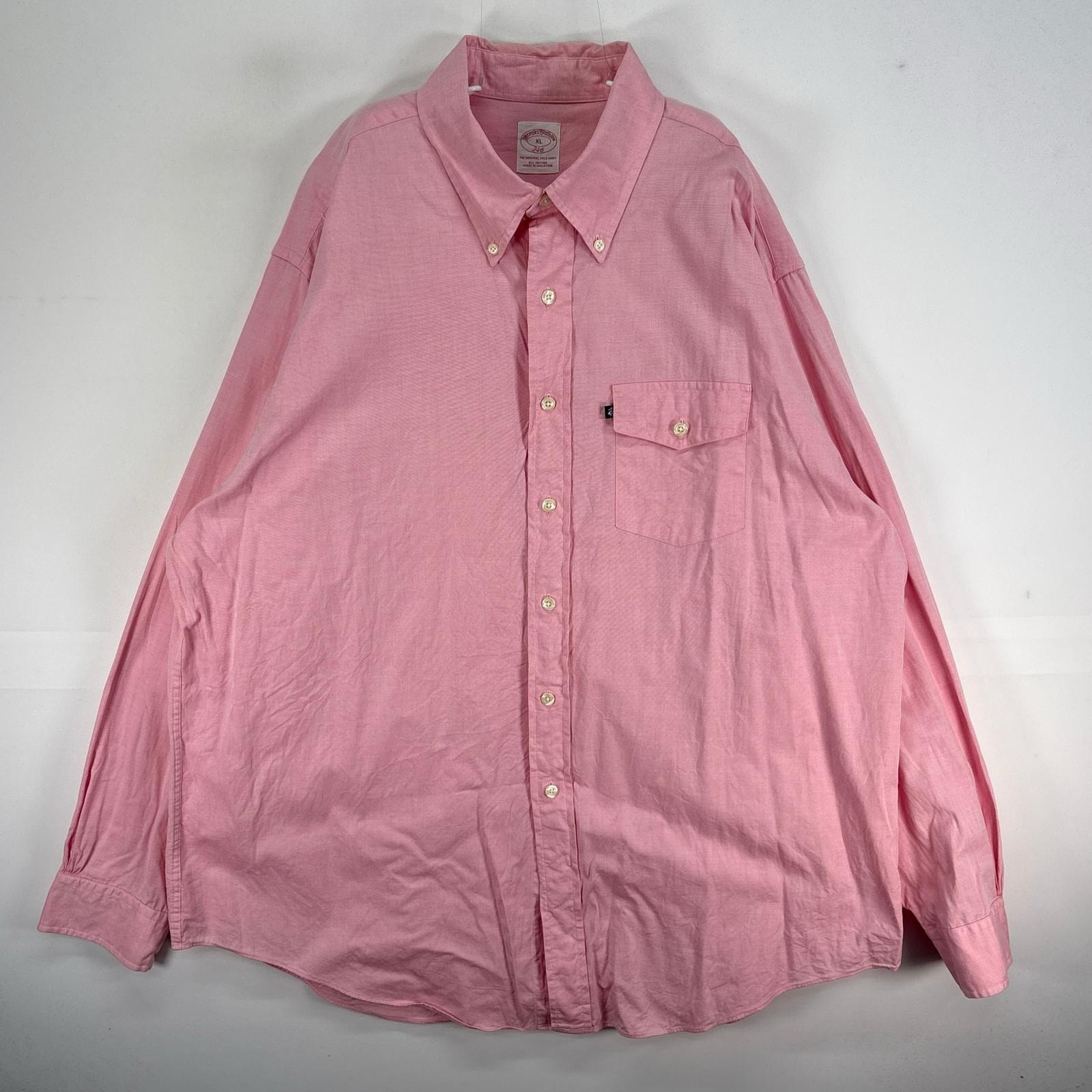 古着 ブルックスブラザーズ Brooks Brothers 長袖シャツ ボタンダウン 346 胸ポケ XL  ピンク系 無地 メンズ