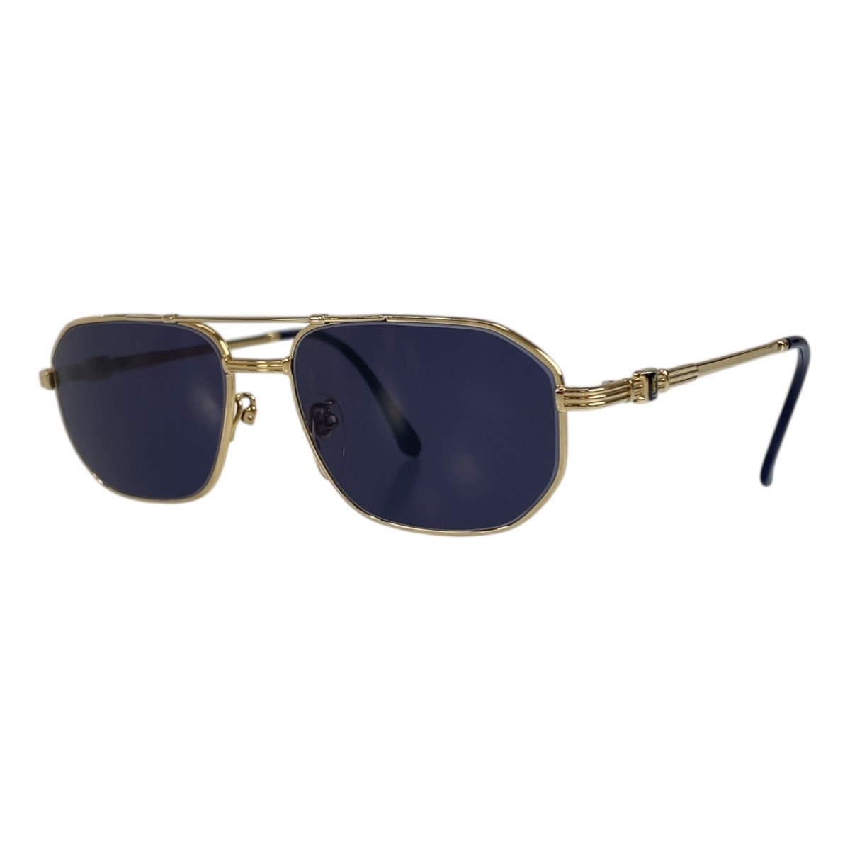 美品 YVES SAINT LAURENT イヴ サンローラン ヴィンテージ YSL ゴールド ネイビー メッキ サングラス 男女兼用 ウェリントン 506761 【中古】