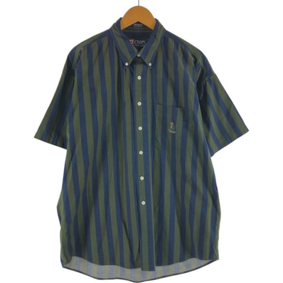 古着 90年代 ラルフローレン Ralph Lauren CHAPS チャップス 半袖 ボタンダウン ストライプシャツ メンズL相当 ヴィンテージ/eaa539472