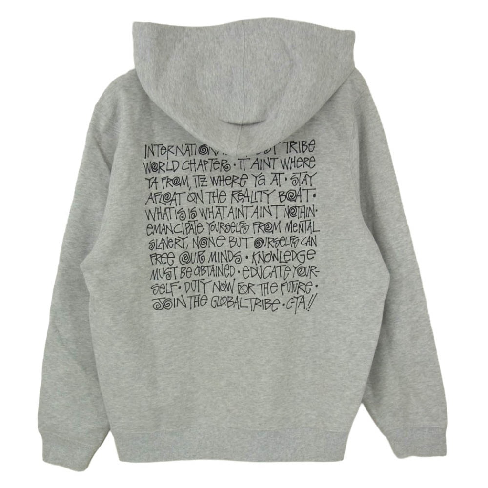 STUSSY ステューシー バックプリント プルオーバー フーディー パーカー グレー系 S【中古】
