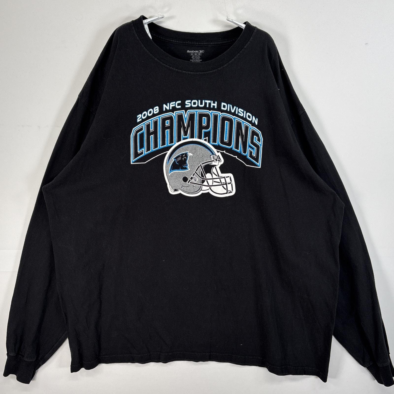 古着 リーボック Reebok 長袖Tシャツ ラバープリント NFL カロライナ・パンサーズ 大きいサイズ 2XL ブラック メンズ