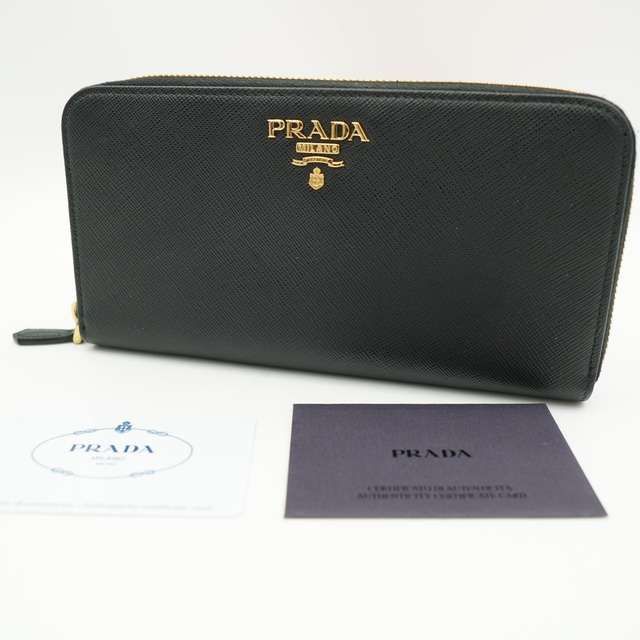 PRADA Saffiano Leather Round Long Wallet "Black"