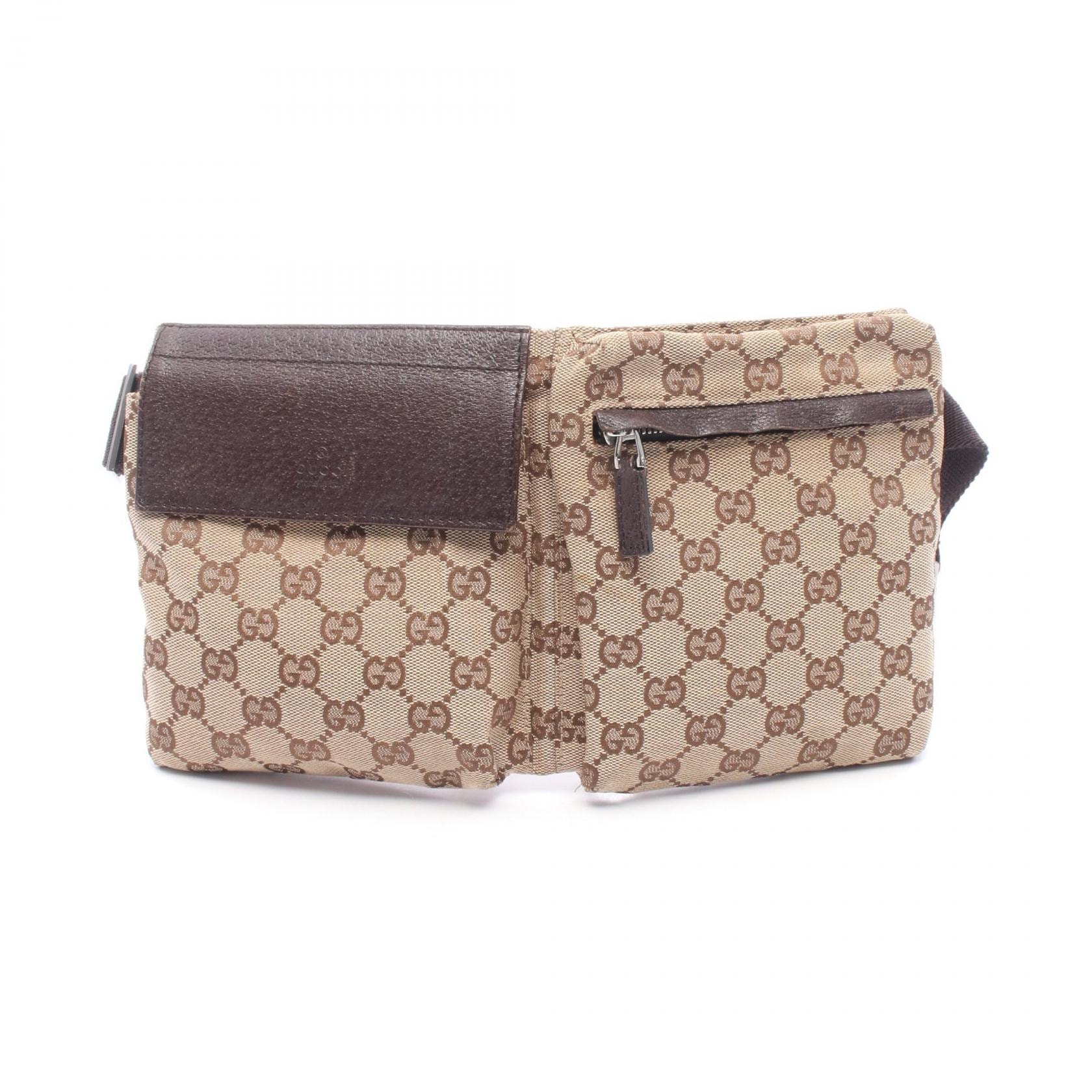 グッチ GUCCI ウエストバッグ ボディバッグ バッグ キャンバス レザー メンズ レディース ベージュ系 / ブラウン系 28566 【中古】