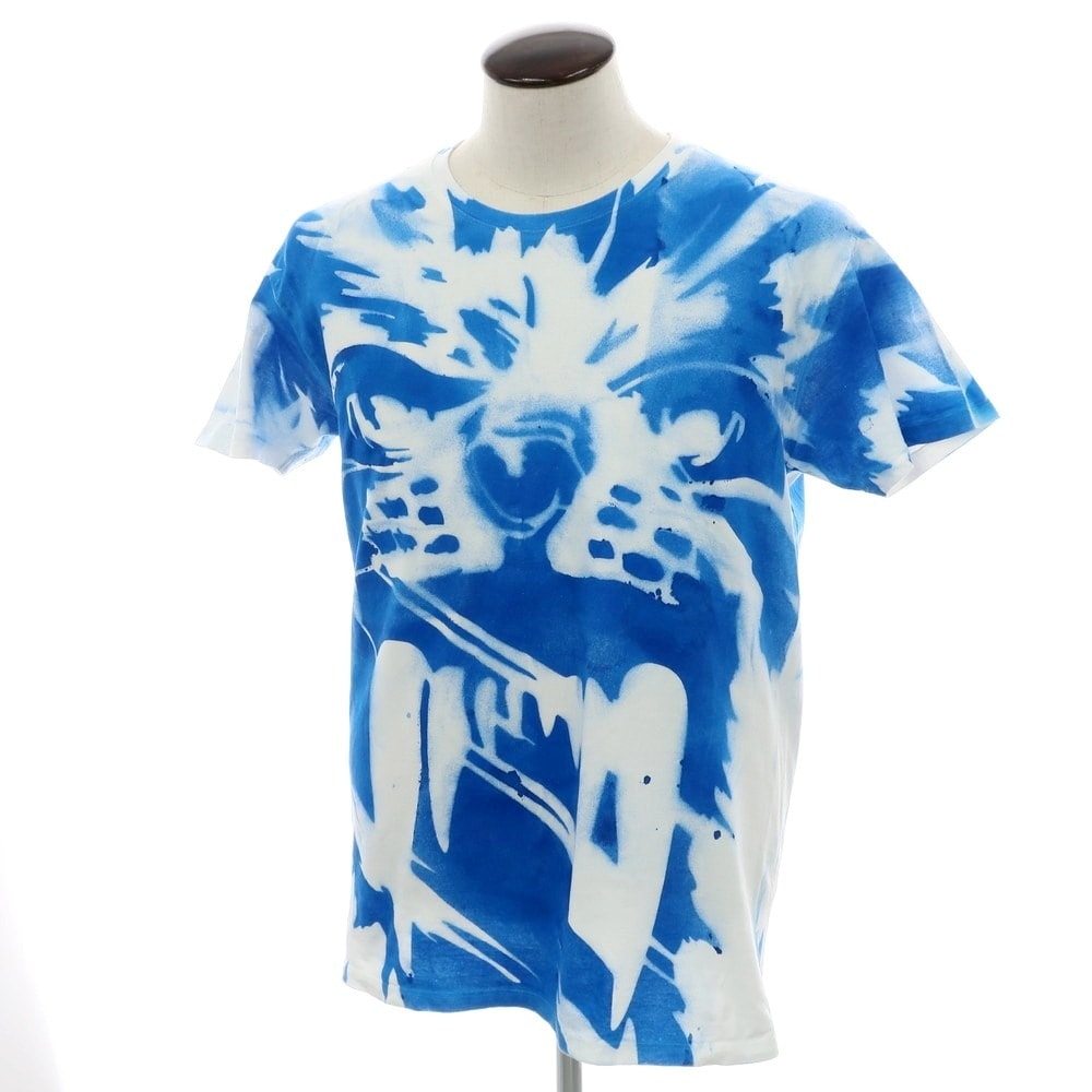 【中古】ジェリット ジェイコブ Gerrit Jacob プリント コットン 半袖Tシャツ ブルーxホワイト【サイズL】【メンズ】