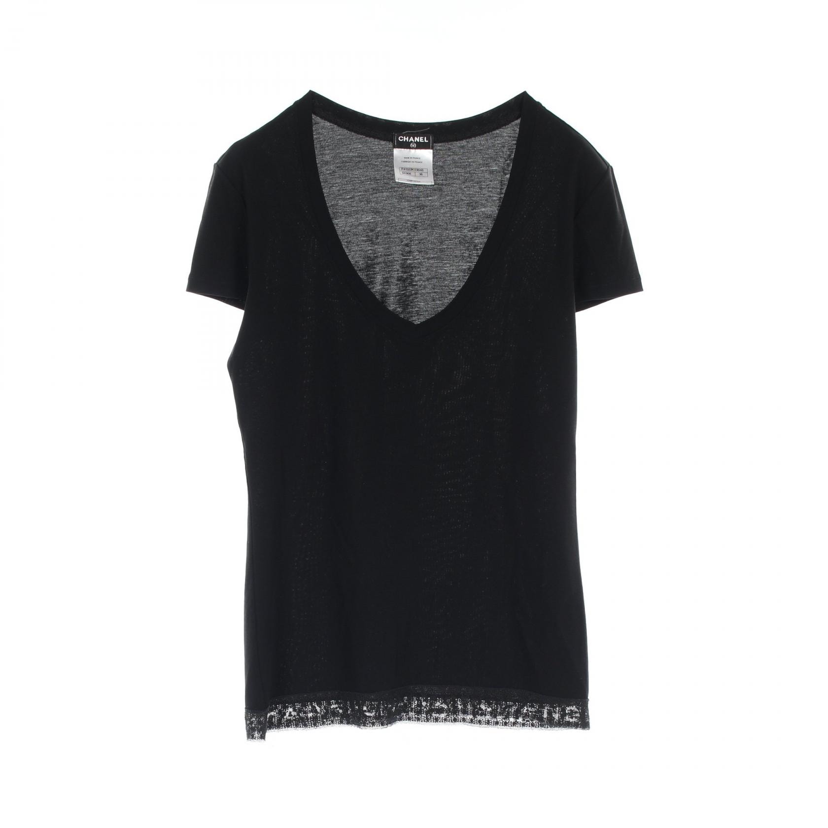 シャネル CHANEL カットソー 衣料品 トップス コットン レディース ブラック系 P41322 【中古】