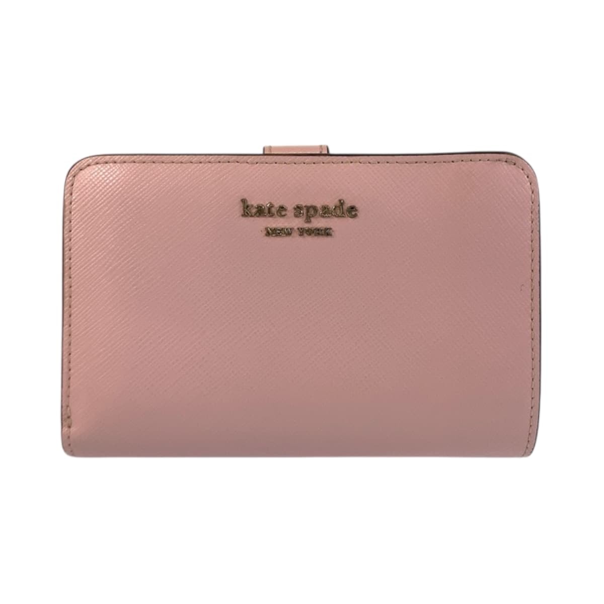 美品 Kate Spade ケイトスペード ピンク ゴールド金具 レザー 折り財布 コンパクトウォレット 600522 【中古】