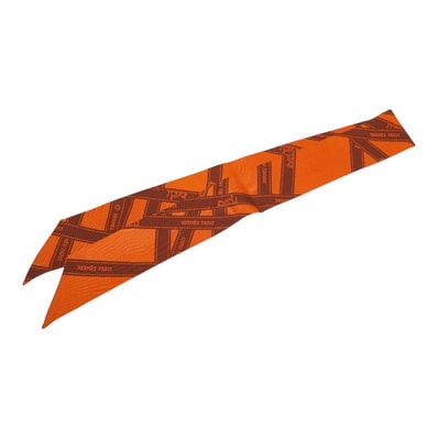 エルメス ツイリー BOLDUC ボルデュック スカーフ オレンジ系 シルク レディース HERMES 【中古】