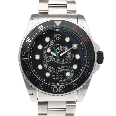 グッチ ダイブ 腕時計 時計 ステンレススチール YA136218 クオーツ 磨き直し済 メンズ 1年保証 GUCCI 中古