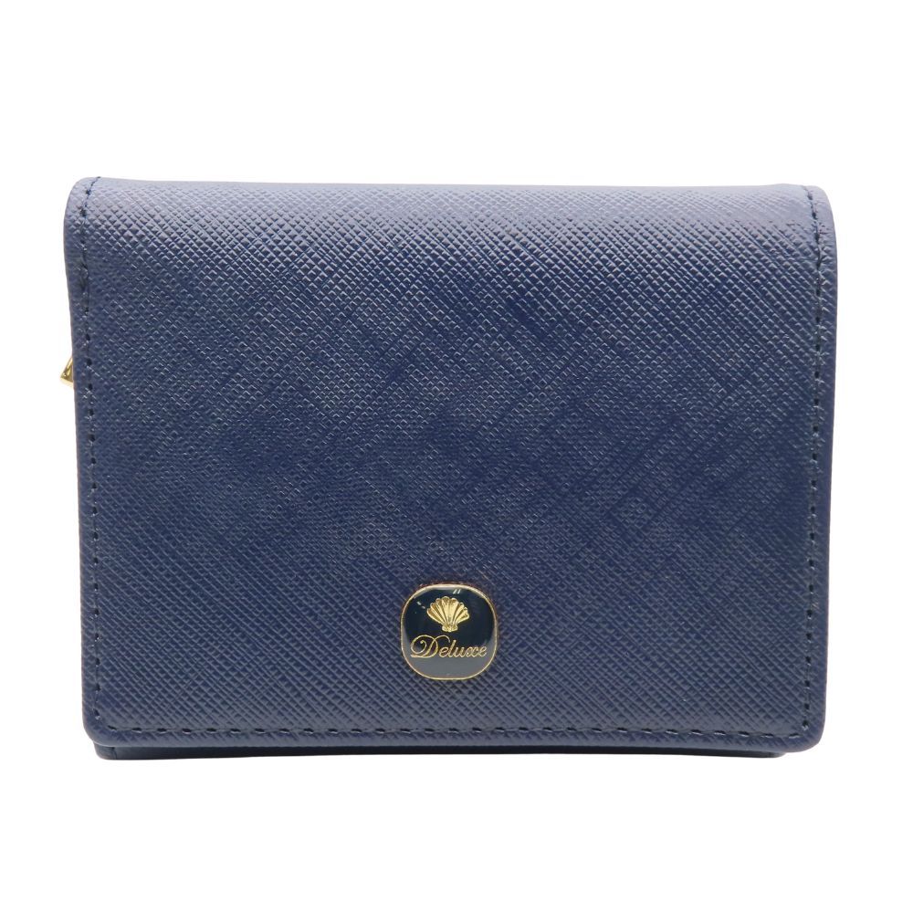 【中古】 サマンサタバサ 三つ折り財布 サマンサタバサデラックス 合成皮革 ネイビー ゴールド金具 コンパクトウォレット 小物 レディース 女性 Samantha Thavasa