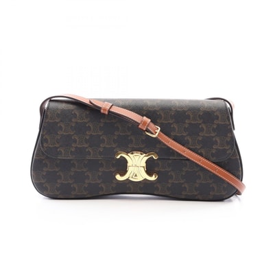 セリーヌ CELINE トリオンフ ローラ ミディアム ショルダーバッグ バッグ PVCコーティングキャンバス レザー レディース ブラック系 / ブラウン系 115532FN1.04LU 【中古】