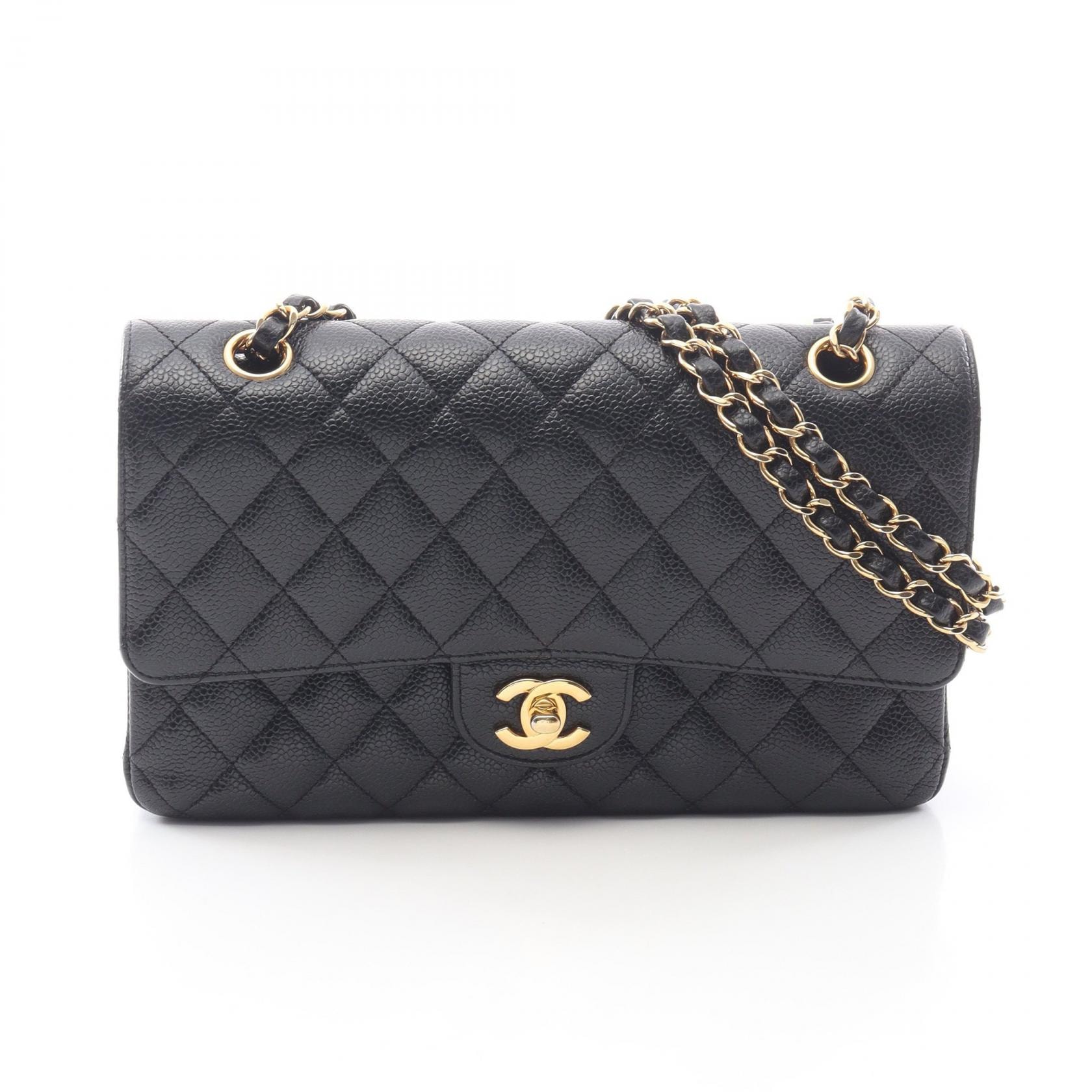 シャネル CHANEL マトラッセ Wフラップ ショルダーバッグ バッグ キャビアスキン(グレインドカーフ) レディース ブラック系 【中古】