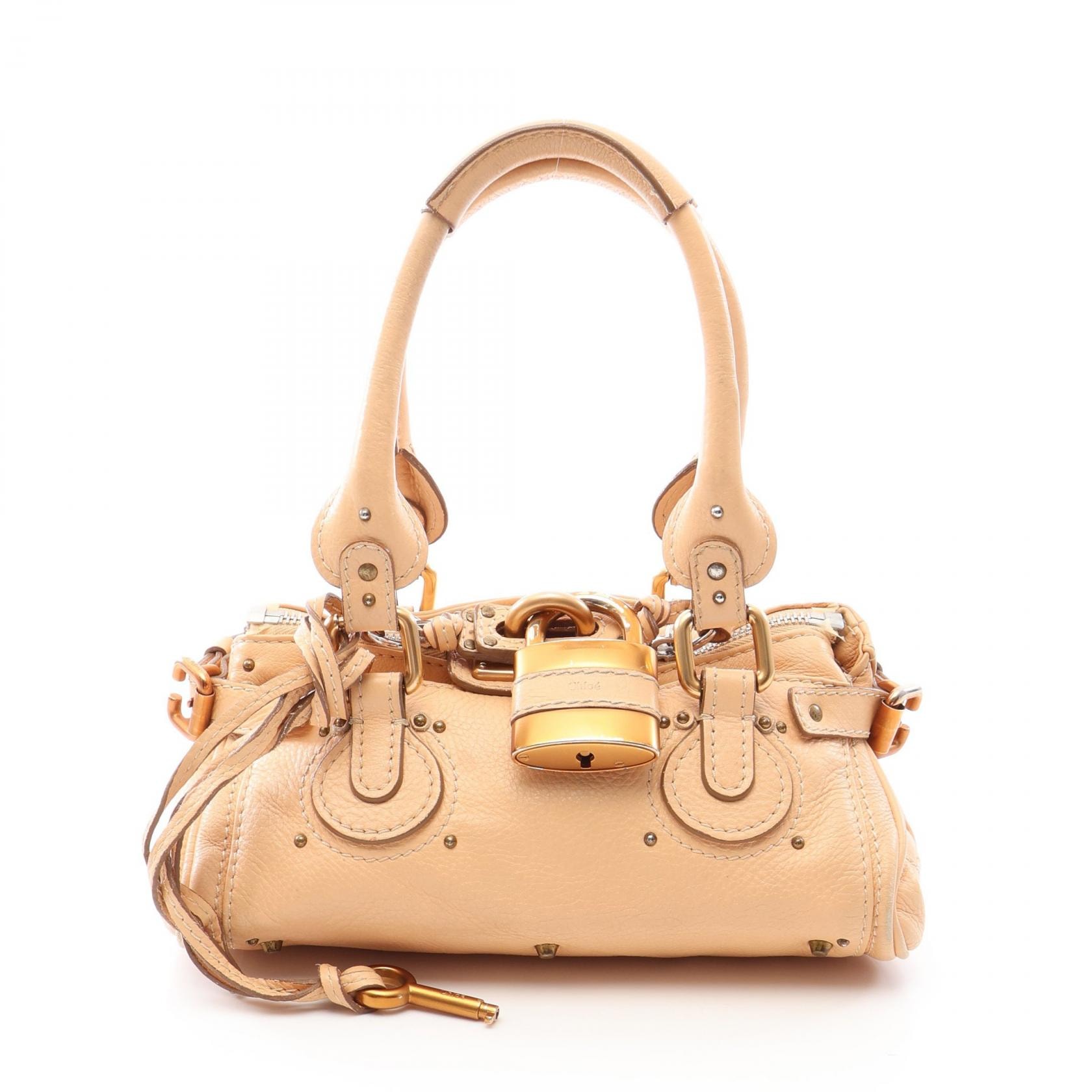 クロエ Chloe ミニパディントン ハンドバッグ バッグ レザー レディース ベージュ系 【中古】