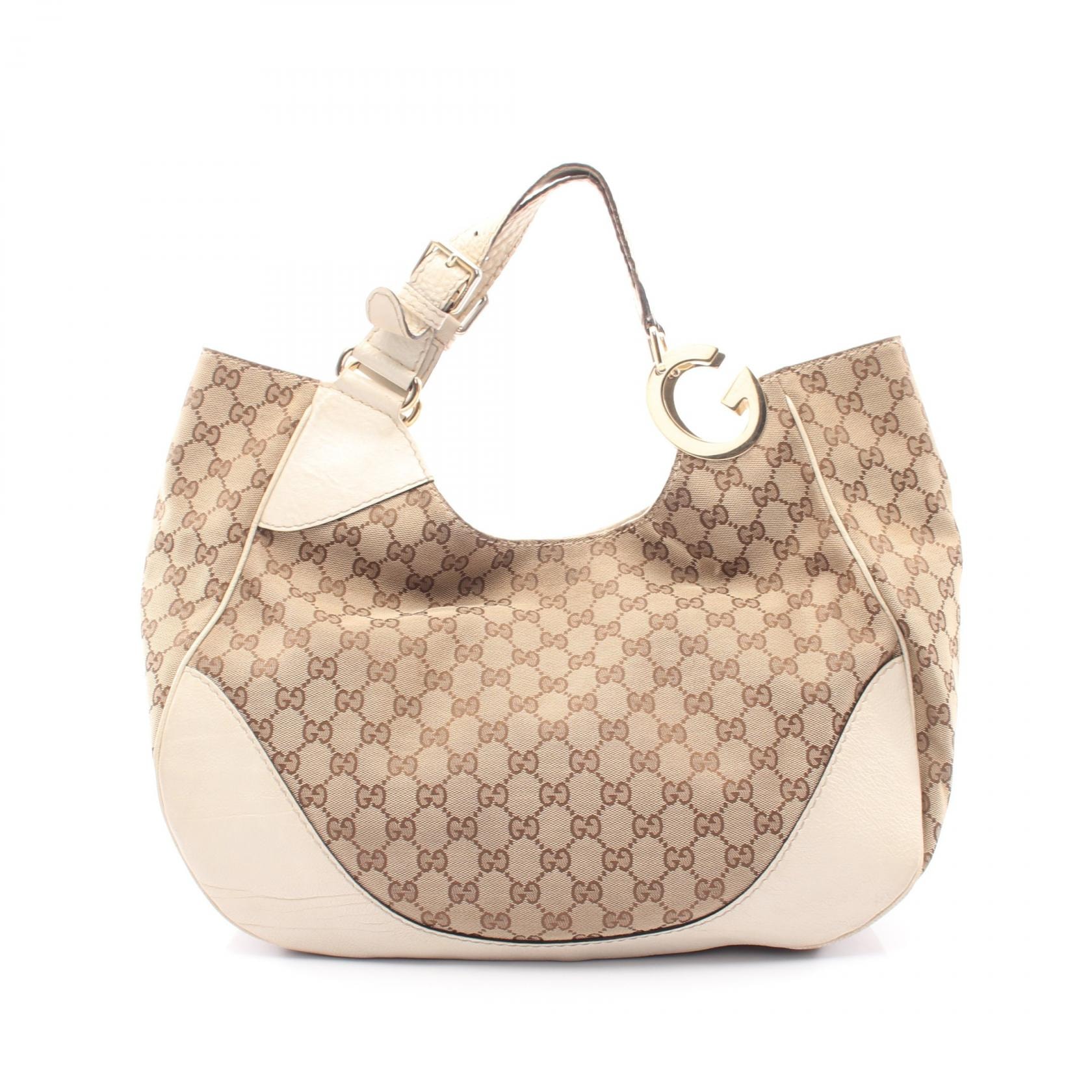 グッチ GUCCI GGキャンバス ショルダーバッグ バッグ キャンバス レザー レディース ベージュ系 / アイボリー系 203504 【中古】