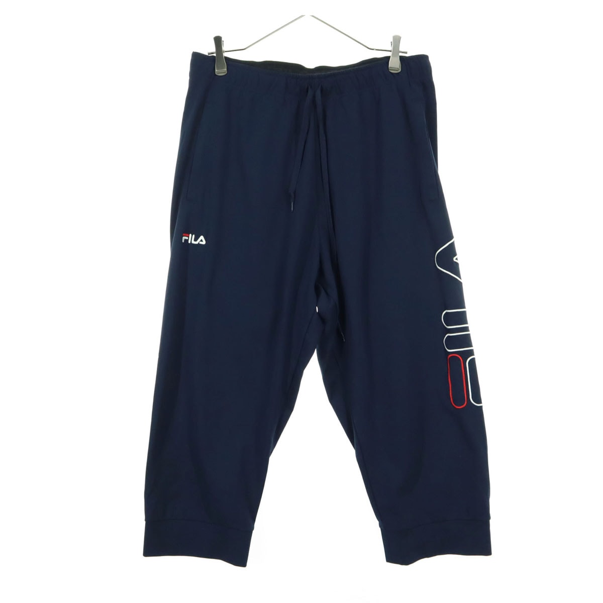 美品 FILA フィラ ロゴ 七分丈 ロングジャージパンツ XO ネイビー