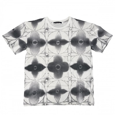 LOUIS VUITTON ルイヴィトン 半袖Tシャツ モノグラム シボリ プリンテッド トップス 服 アパレル M ホワイト 白 グレー コットン メンズ 春 夏【中古品】