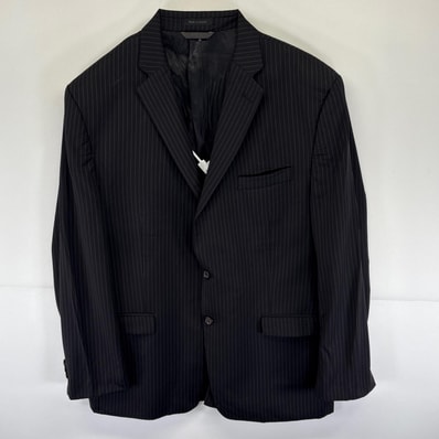 古着 ローレンラルフローレン LaurenRalphLauren テーラードジャケット ブレザー スーツ ストライプ 48L ブラック メンズ