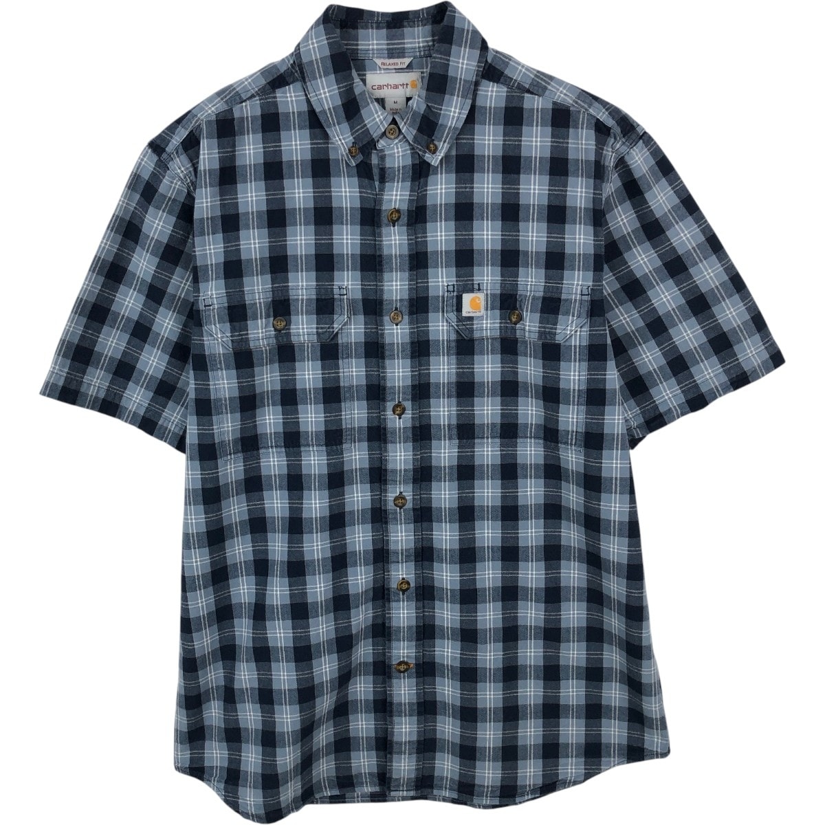 古着 カーハート Carhartt RELAXED FIT チェック柄 ボタンダウン 半袖 ワークシャツ メンズM相当/eaa668091
