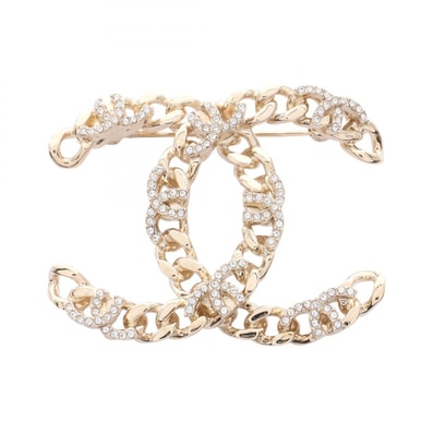 シャネル CHANEL ココマーク ブローチ アクセサリー GP(ゴールドメッキ) ラインストーン レディース ゴールド系 / クリア系 【中古】