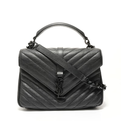 イヴ・サンローラン YSL カレッジ チェーンショルダー 2WAY レザー ショルダーバッグ【中古】