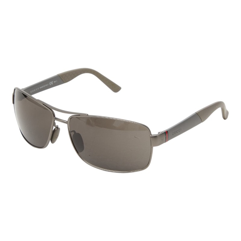 グッチ シェリーライン ダブルブリッジ サングラス アイウェア GG2234/S グレー プラスチック レディース GUCCI 【中古】