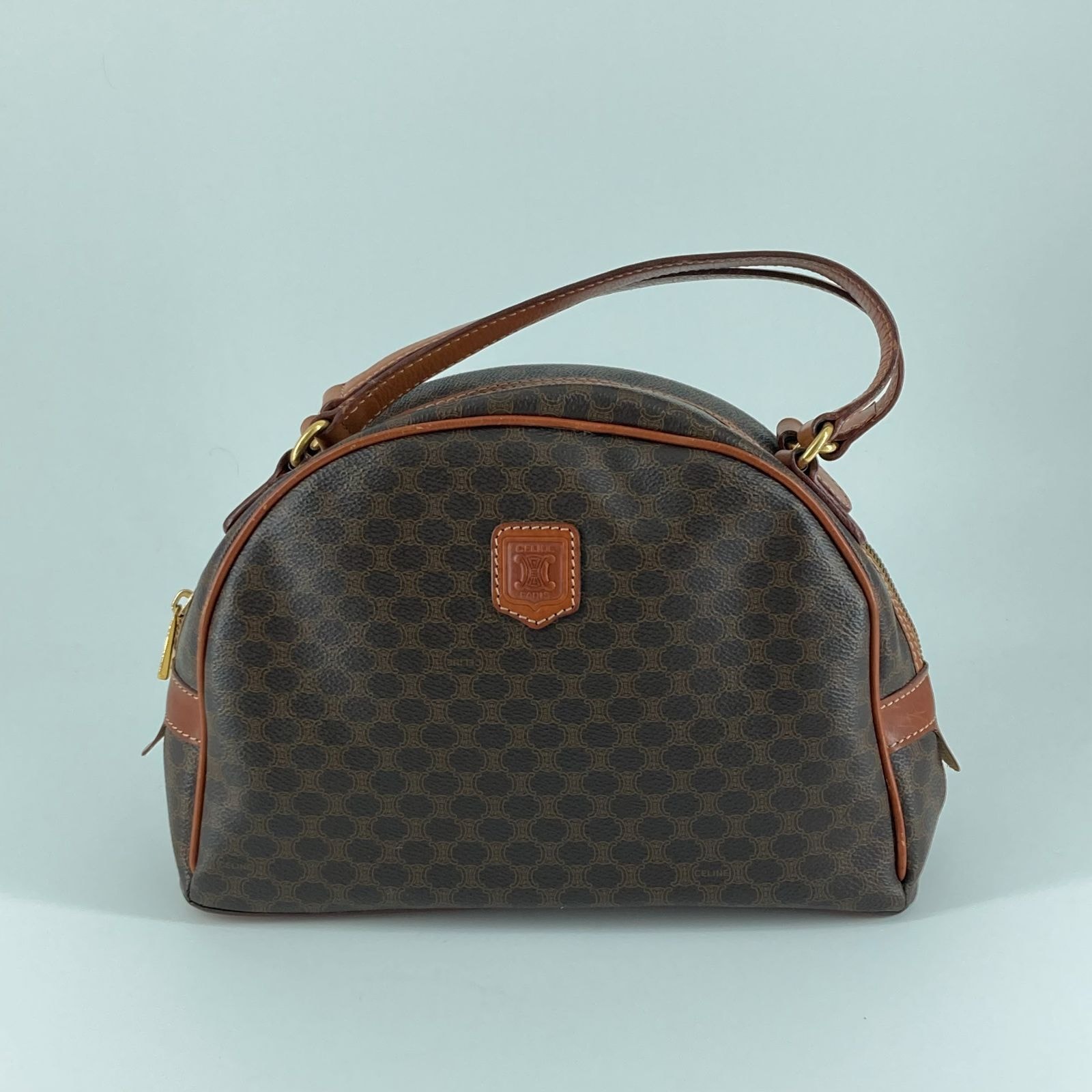 CELINE(セリーヌ) マカダム柄 ドーム型 ハンド バッグ ブラウン