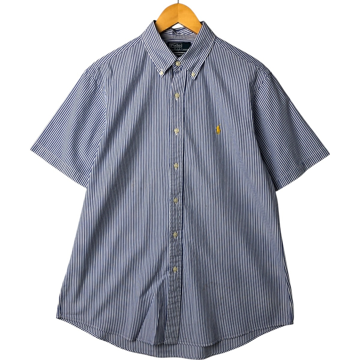 古着 ラルフローレン Ralph Lauren POLO by Ralph Lauren CUSTOM FIT 半袖 ボタンダウン ストライプシャツ メンズL相当/eaa561791