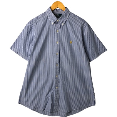 古着 ラルフローレン Ralph Lauren POLO by Ralph Lauren CUSTOM FIT 半袖 ボタンダウン ストライプシャツ メンズL相当/eaa561791