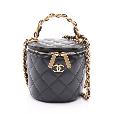 シャネル CHANEL マトラッセ バニティバッグ 2WAY ショルダーバッグ バッグ レザー レディース ブラック系 【中古】