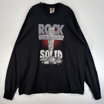 古着 フルーツオブザルーム FRUIT OF THE LOOM 長袖Tシャツ 大判プリント シングルステッチ 大きいサイズ 14041 ブラック メンズ