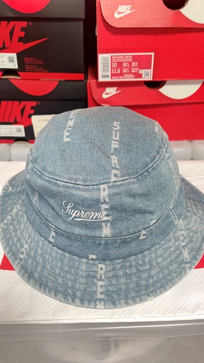 シュプリームロゴストライプジャカートデニムクラッシャー