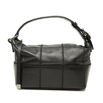 シャネル チョコバー ハンドバッグ ワンショルダーバッグ ロゴ ブラック キャビアスキン レディース CHANEL 【中古】